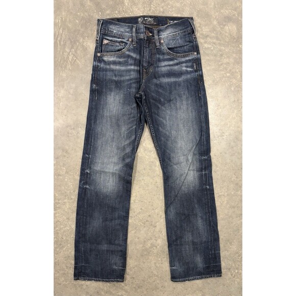 Silver Jeans Mens 29x33 Blue Zac EMC Denim Relax Bootcut Whiskered Medium Wash - Picture 1 of 9